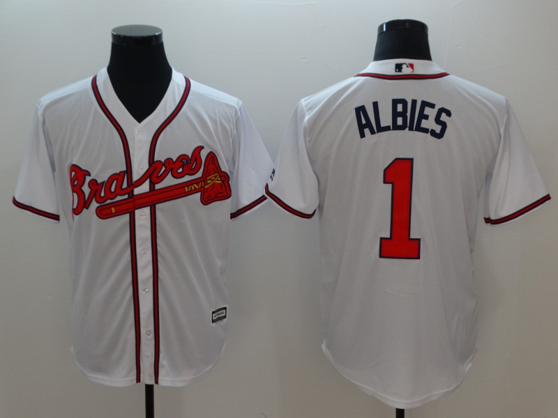 Men Atlanta Braves #1 Albies White Game MLB Jerseys->atlanta braves->MLB Jersey